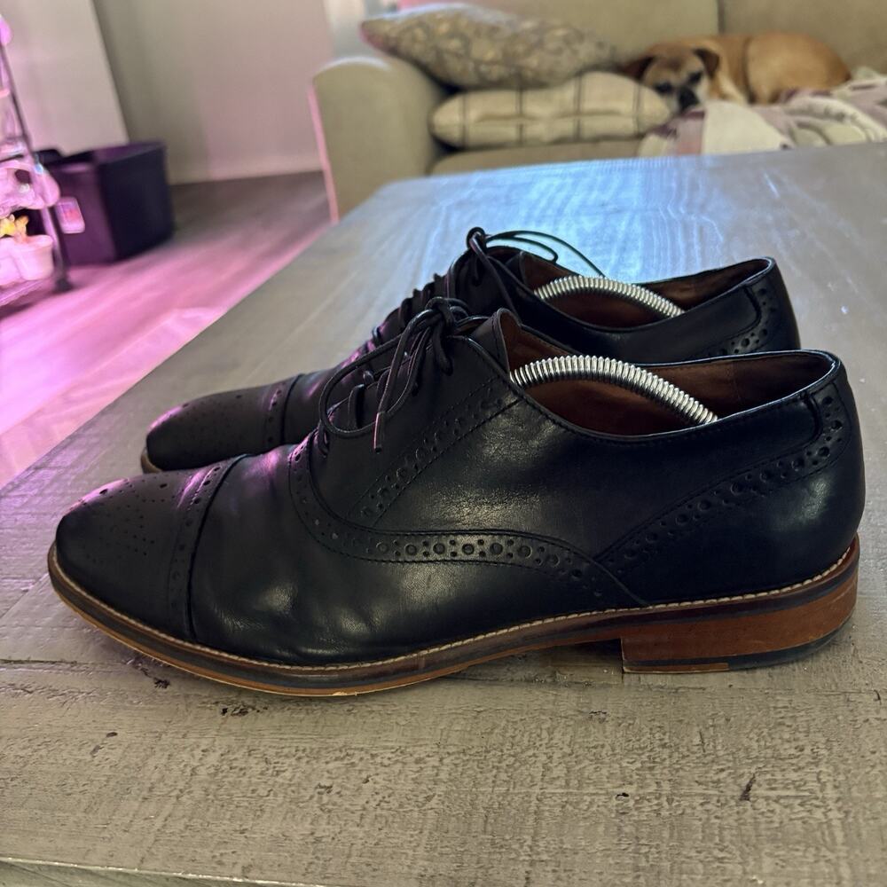 Johnston & Murphy Conard Oxford Dress Shoes Cap Toe Black Size 12
